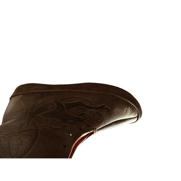 Armstreet Medieval Viking Leather Brown Boot Embossed Shoes Sz 3 Women READ - Picture 8 of 14